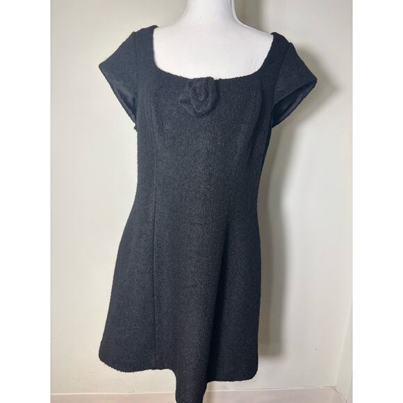 Reformation Black Cap Sleeve Boule Mini Dress Sz 12 - Picture 2 of 4
